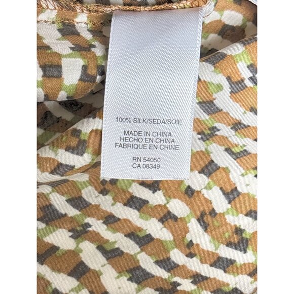 Jones New York Collection Woman 24W Brown & White Print Button-Down Blouse With - Picture 7 of 10